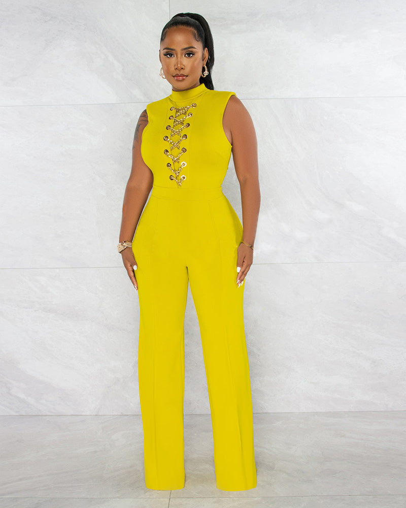 yellow jumpsuit