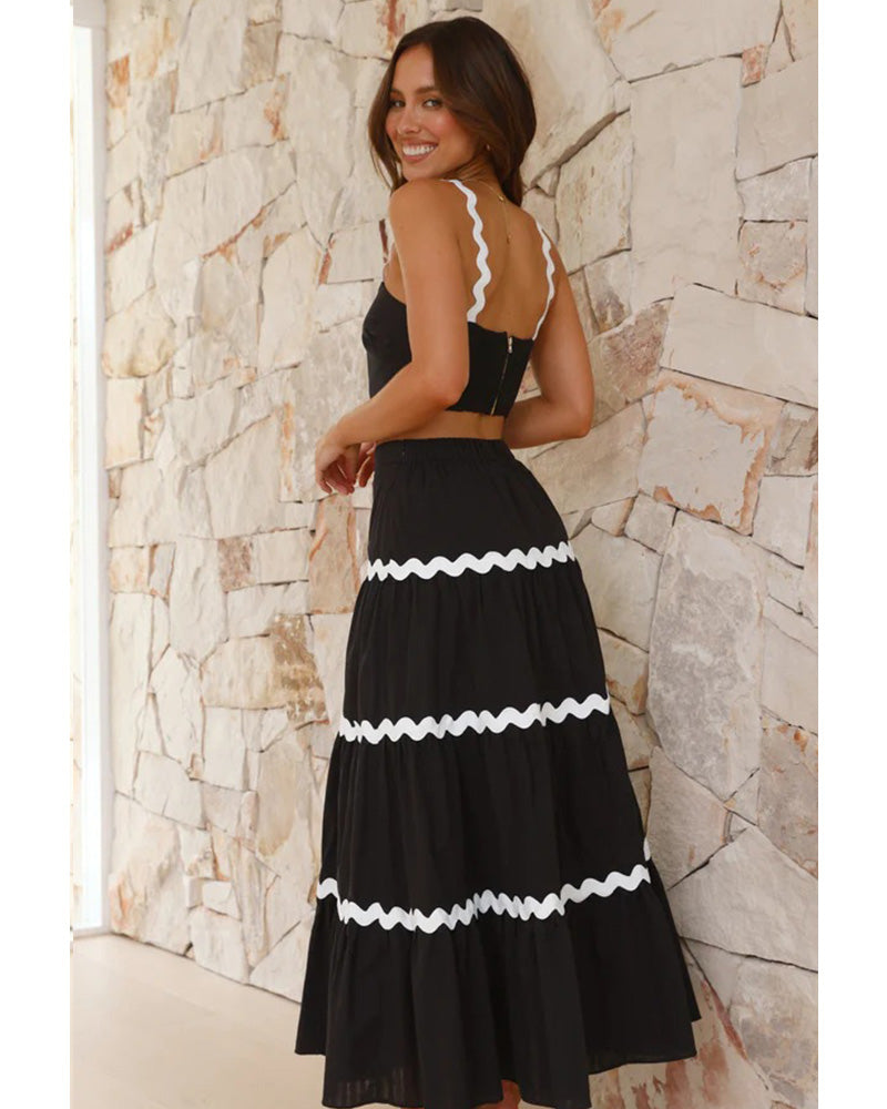 wave stripe skirt set