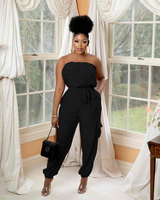 Pocket Design Belted Bandeau Jumpsuit