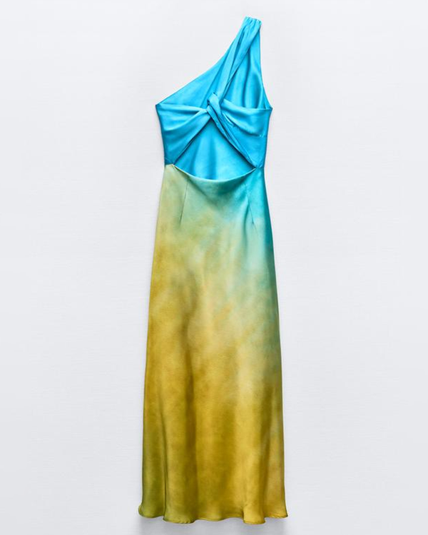 SATIN EFFECT ASYMMETRIC DRESS