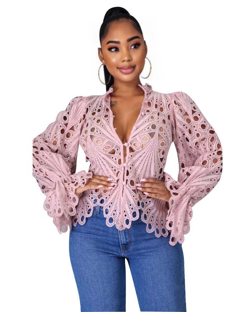 Remi Lace Button Up Top