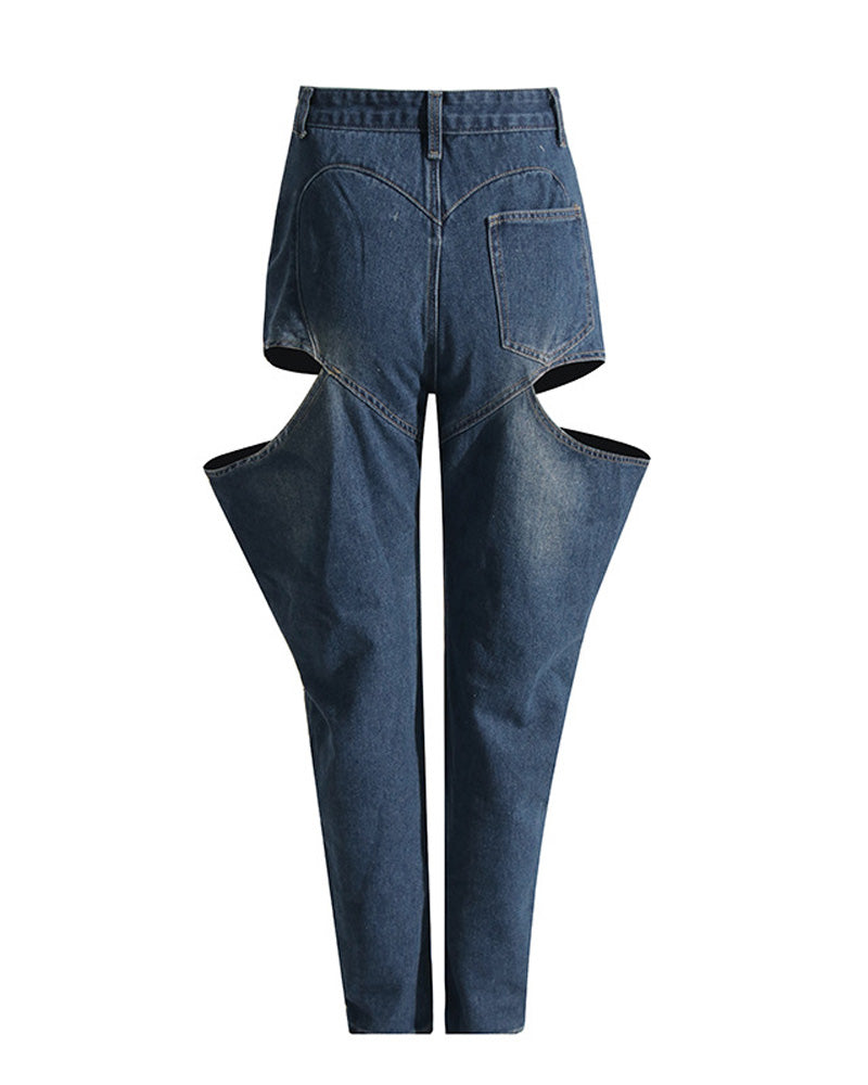 Cutout Tapered Jeans