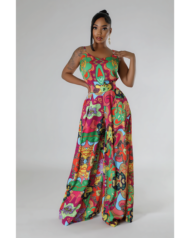 Colorful Palazzo Pants Set W/Blouse