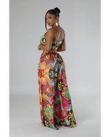 Colorful Palazzo Pants Set W/Blouse