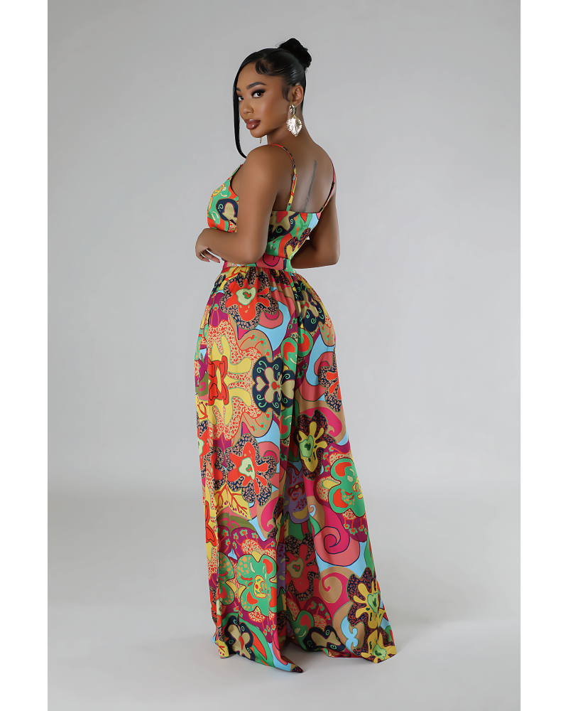 Colorful Palazzo Pants Set W/Blouse