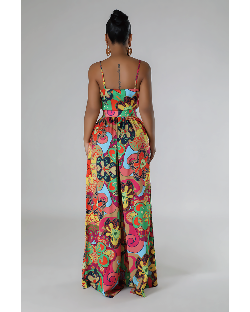 Colorful Palazzo Pants Set W/Blouse