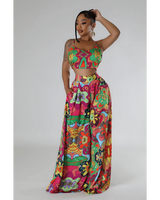 Colorful Palazzo Pants Set W/Blouse