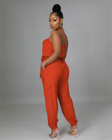 Pocket Design Belted Bandeau Jumpsuit