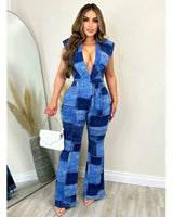 Bell Of Denim Print Jumpsuit