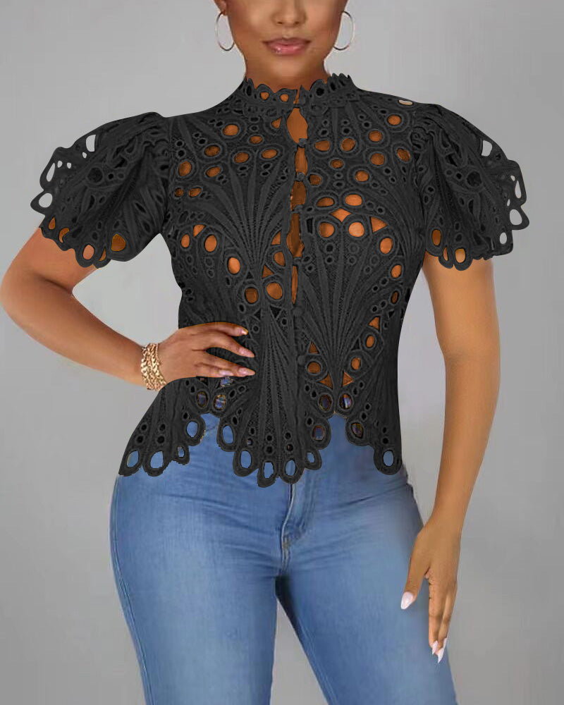 Remi Lace Button Up Top