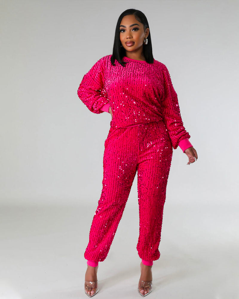 Pretty Sequin Jogger Set