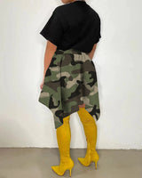 High waist camouflage print skirt