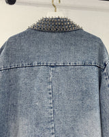 Demi Denim Pearls and Rhinestone Blazer