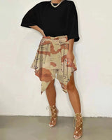 High waist camouflage print skirt