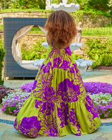 Purple Floral Tiered Dress