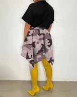 High waist camouflage print skirt