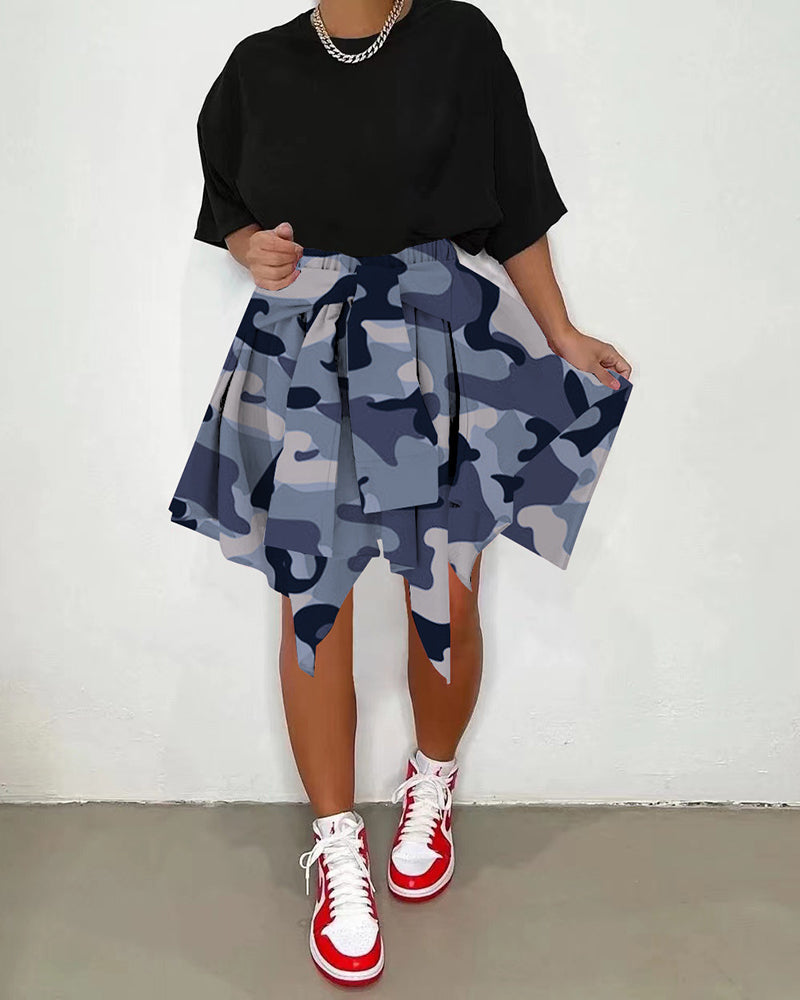 High waist camouflage print skirt