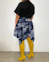 High waist camouflage print skirt