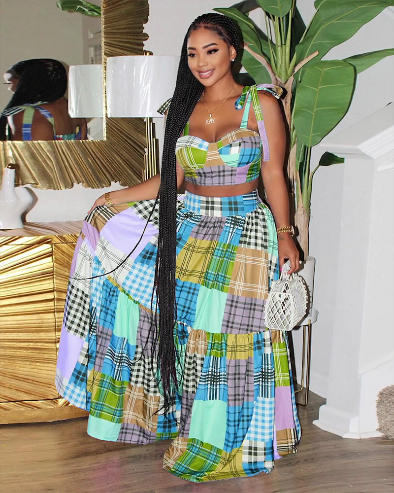 So Plaid Skirt Set